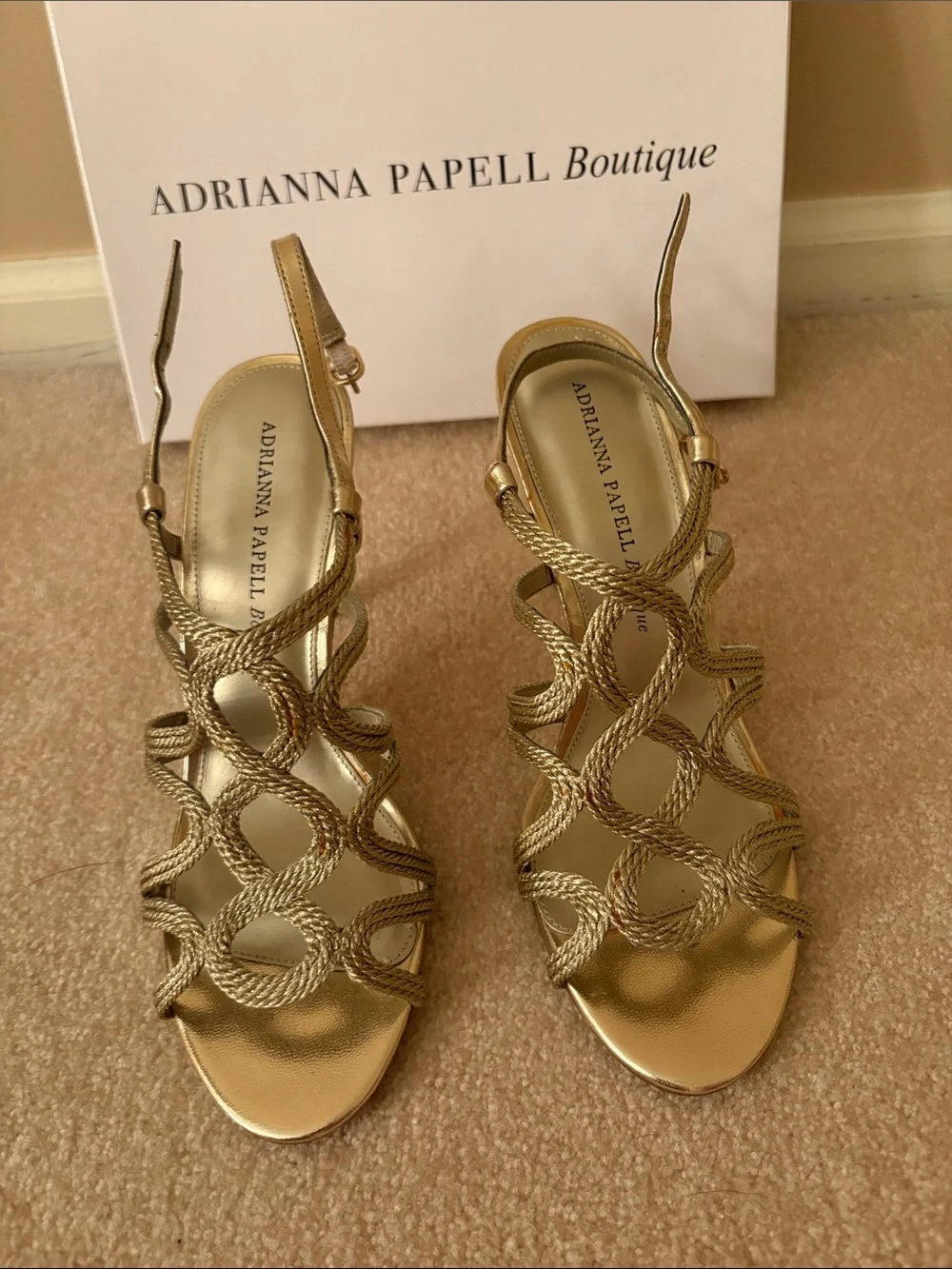 Adrianna Papell Metallic Gold Braided Heels